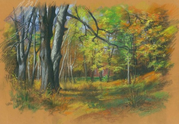 Лесные пейзажи пастелью