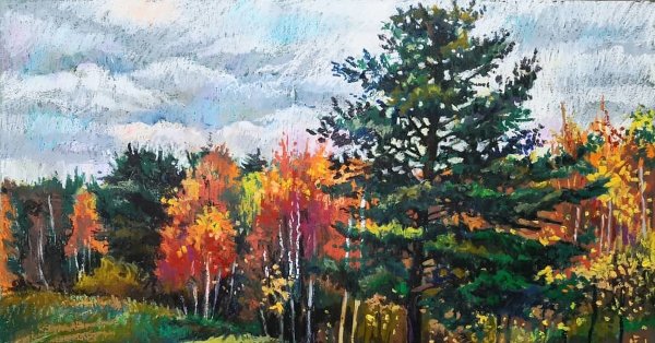 Осенний лес пастелью