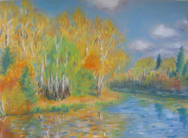 Осенний пейзаж масляной пастелью