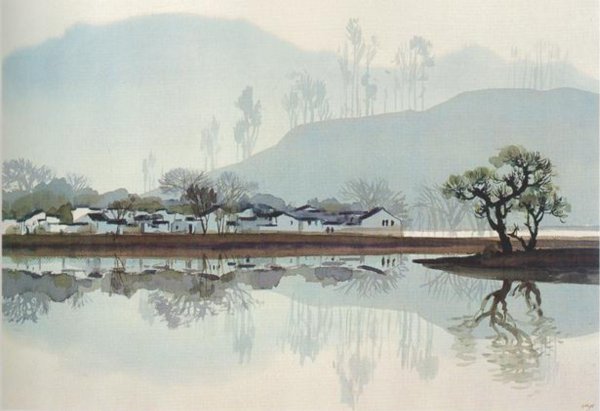 Китайская живопись акварелью пейзажи