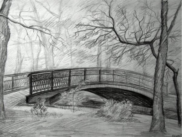Пейзаж карандашом