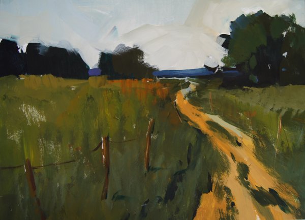 Пейзаж темпера Этюд-пленэр