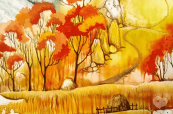 Монотипия Пейзажная осень