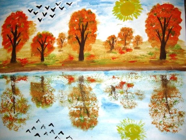 Этюд весеннего пейзажа акварелью