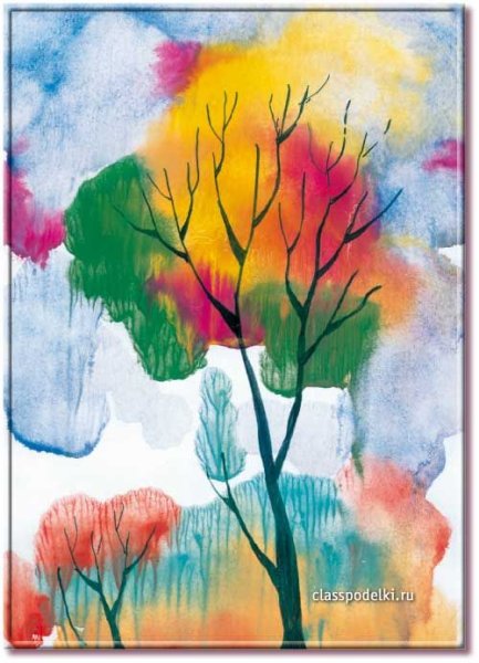 Монотипия Пейзажная осень