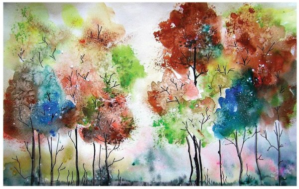 Осенние пейзажи в технике монотипия рисунки художников