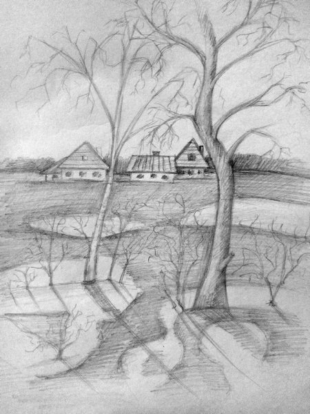 Пейзаж карандашом
