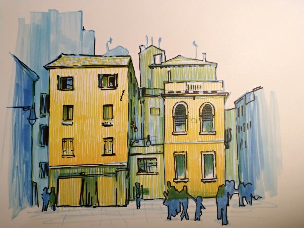 Рисование городского пейзажа