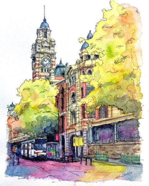 Городской пейзаж рисунок