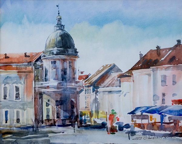 Городской пейзаж карандашом