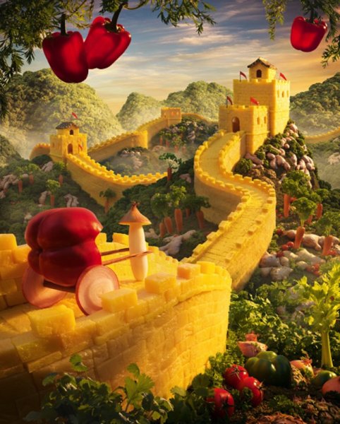 Пейзажи из продуктов питания Карла Уорнера