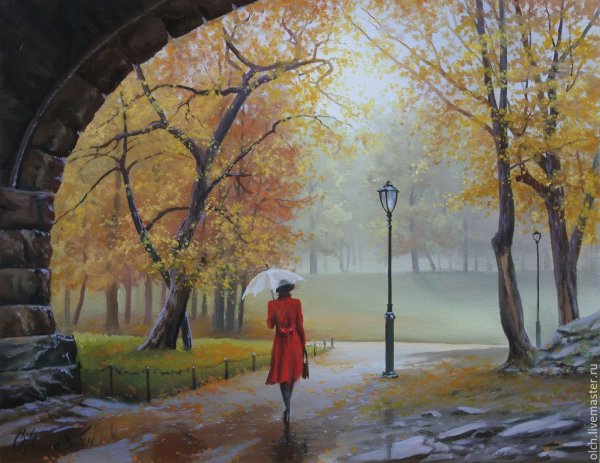 Осенний парк живопись