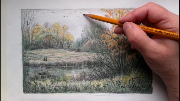 Осенний пейзаж в книжной графике