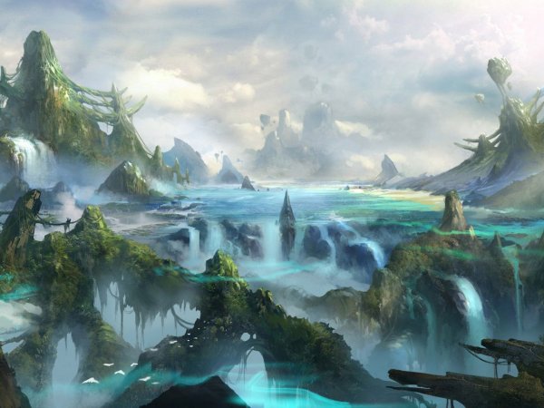 Речной пейзаж фэнтези