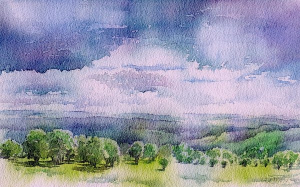 Акварель пейзажи природы