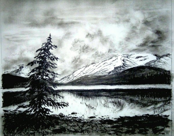 Пейзаж углем