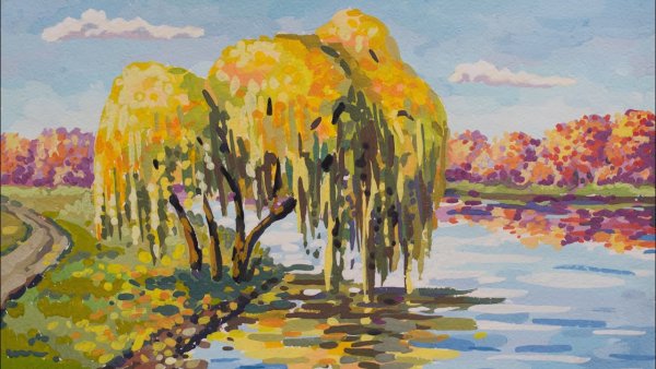 Рисунки гуашью для начинающих осень