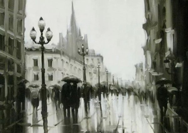 Сепия акварель