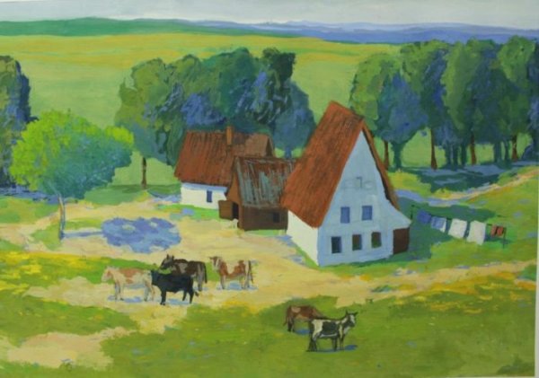 Рисование сельский пейзаж