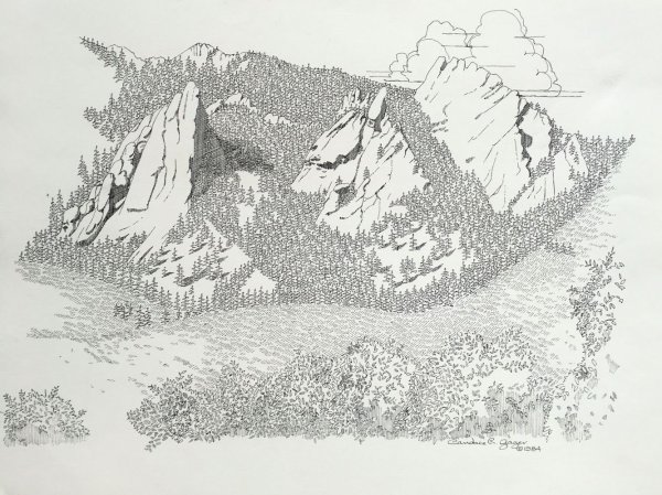 Выжигание горный пейзаж