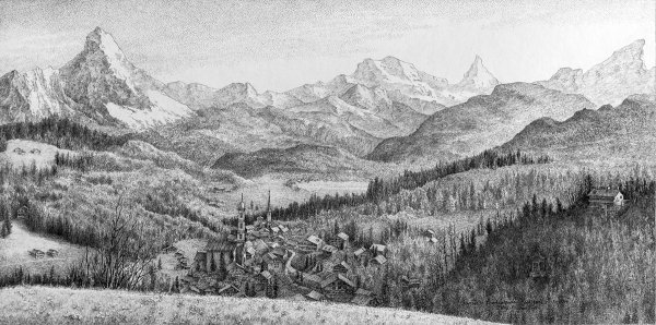 Набросок пейзажа гор