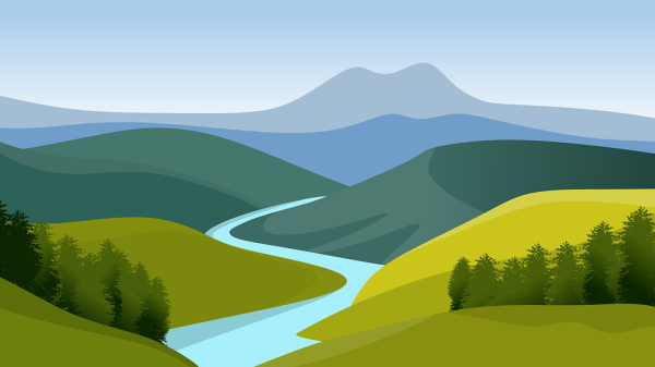 Ночной пейзаж в иллюстраторе