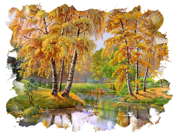 Пейзажи осени на прозрачном фоне
