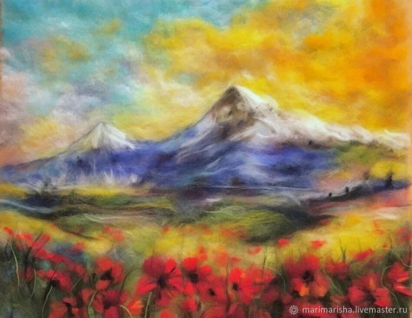 Живопись шерстью природа