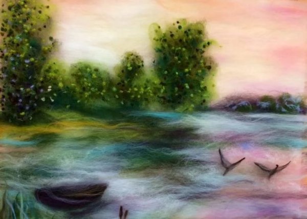 Шерстяная акварель пейзажи Шешиной Екатерины