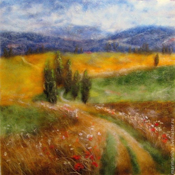 Картины из шерсти Марины Аскеровой пейзажи