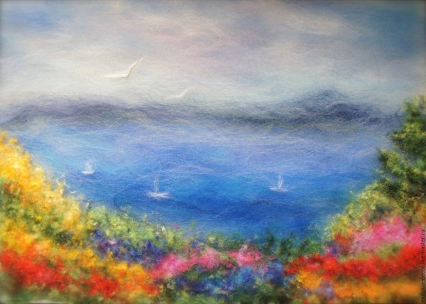 Шерстяная живопись пейзажи