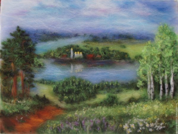 Шерстяная живопись природа