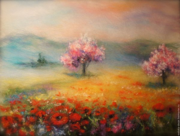 Шерстяная акварель пейзажи Шешиной Екатерины