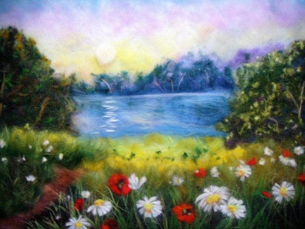 Шерстяная живопись природа