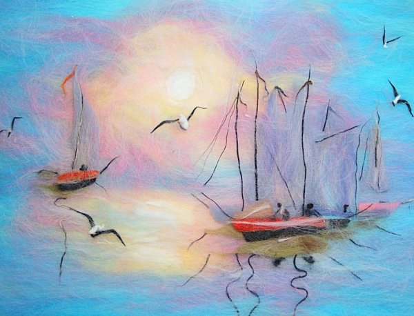 Шерстяная акварель морские пейзажи