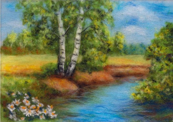 Березка шерстяная акварель