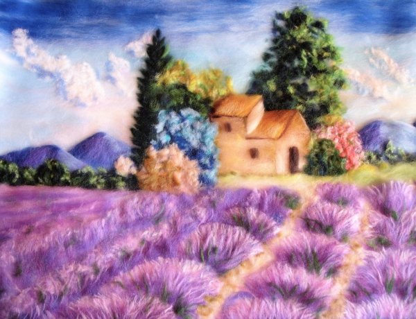 Живопись шерстью пейзаж