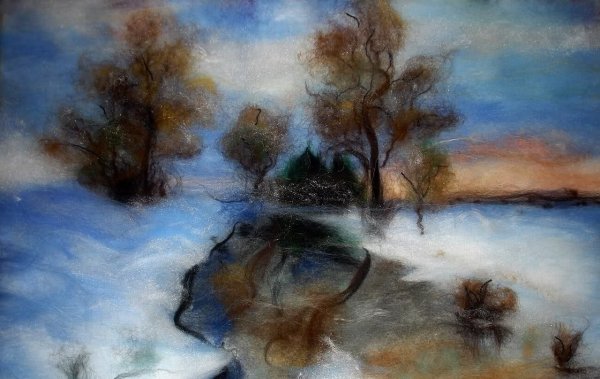 Шерстяная акварель пейзажи Шешиной Екатерины