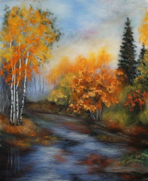 Осенние пейзажи из шерсти