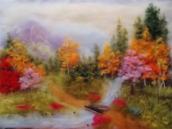 Осенние пейзажи из шерсти