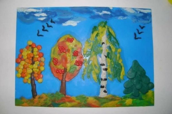 Аппликация осенняя с пластилином