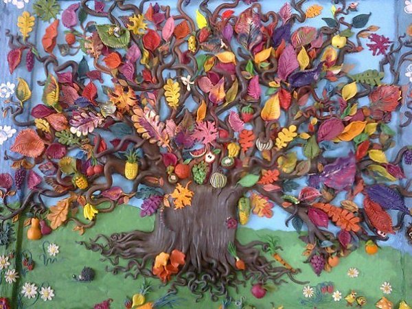 Пластилиновая живопись осень