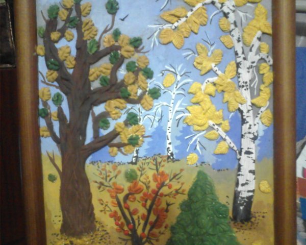 Панно из пластилина осень