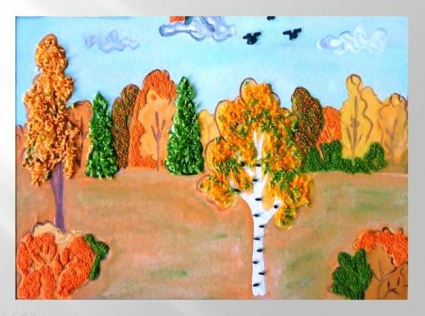 Осенние аппликации из круп