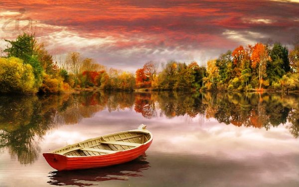 Пейзаж с лодкой