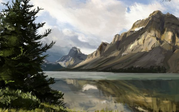 Озеро в горах арт