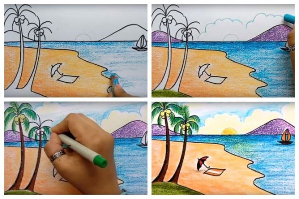 Лёгкий пейзаж фломастерами