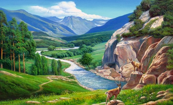 Горный пейзаж рисунок