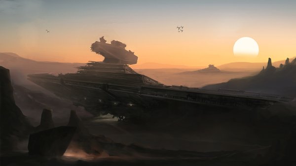 Звёздный разрушитель в небе арт