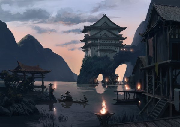 Концепт арт японская деревня